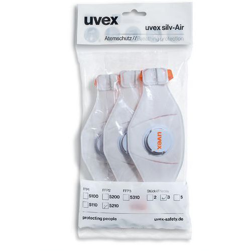 Masque Silv-Air Premium 5210 FFP2 - Blister de 3 - Uvex