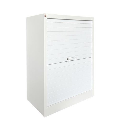 Armoire basse reconditionnée à rideaux blanche - JEC