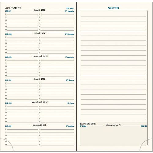 Recharge agenda SAS 17 - 8,8x17cm - Septembre 2025-2026 - Exacompta