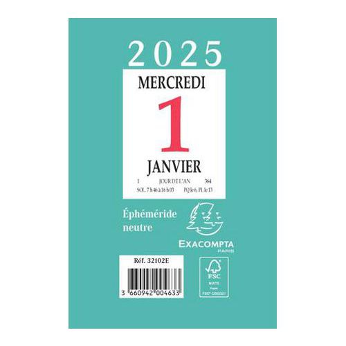 Bloc éphéméride neutre sans support - Exacompta