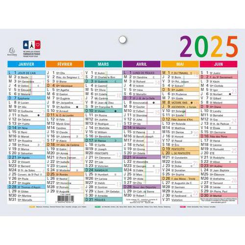 Calendrier Multicolore Semestriel 2026 - Exacompta