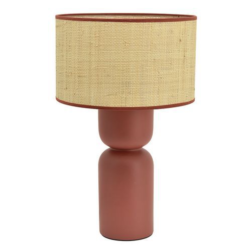 Lampe de bureau en céramique et rafia Tamatao - Meet By Paperflow