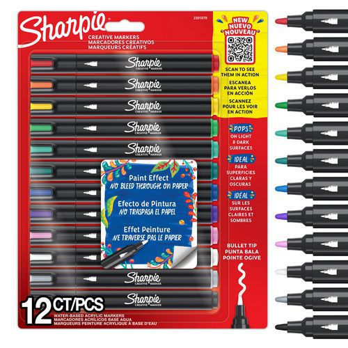 Marqueur peinture acrylique Sharpie pointe ogive - assortis - Sharpie
