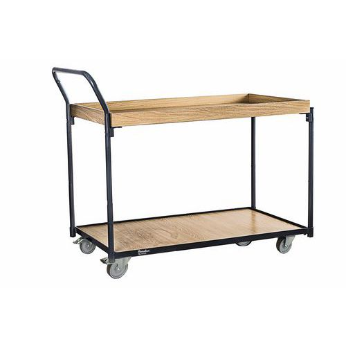 Chariot à plateau bois avec rebord - Capacité 250 kg - Manutan Expert