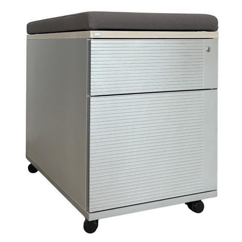 Caisson reconditionné mobile gris 2 tiroirs - Coussin prune - Sedus