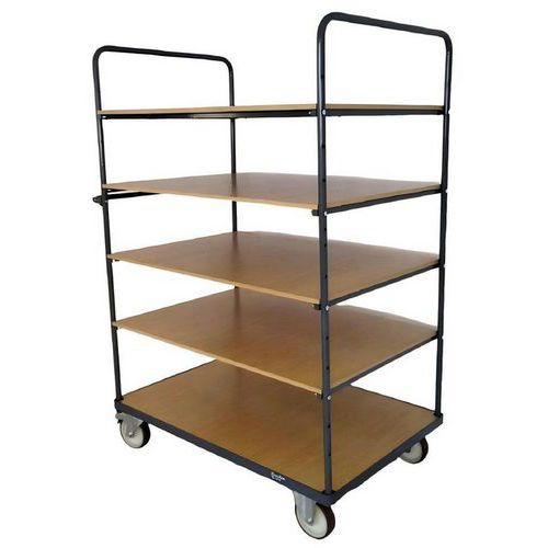 Chariot haut 5 plateaux bois - Force 400 à 500 kg - Manutan Expert