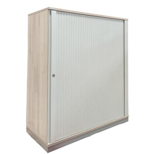 Armoire basse reconditionnée à rideaux bois et métal - Sedus