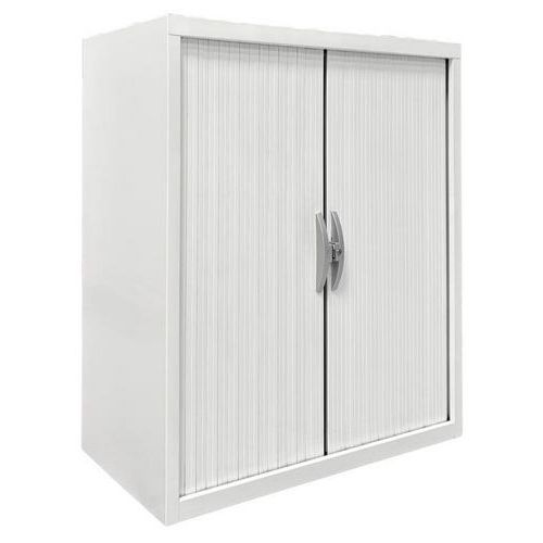 Armoire basse reconditionnée à rideaux blanche - Haworth