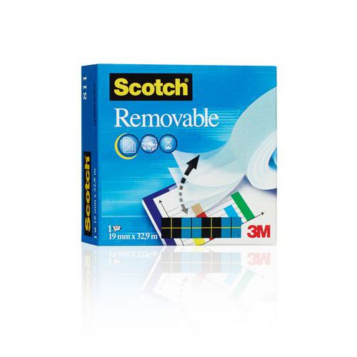 Rouleau adhésif repositionnable invisible 19 mm x 33 m - Scotch