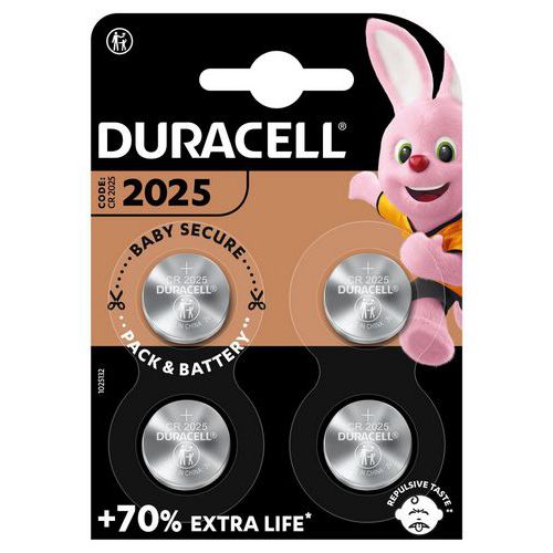 Pile bouton Lithium DL 2025 - Pack de 4 - Duracell