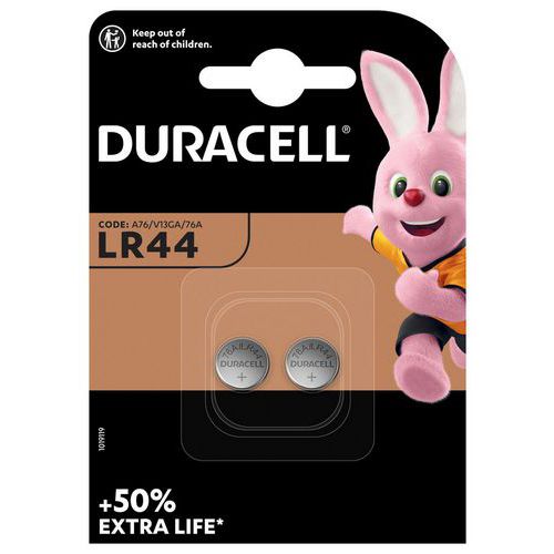 Pile bouton Alcaline LR44 V13GA - Pack de 2 - Duracell