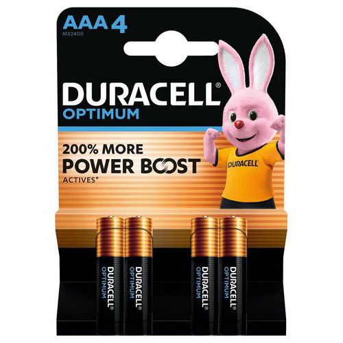 Pile Alcaline Optimum AAA - 4 unités - Duracell