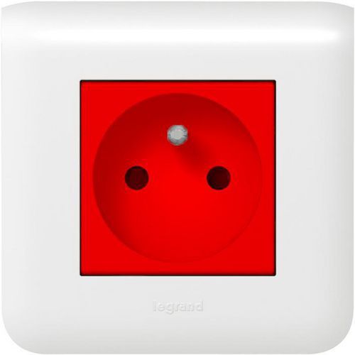 Bloc prise IP20 16A détrompée dosseret EE 220V Legrand Mozaic - Asem