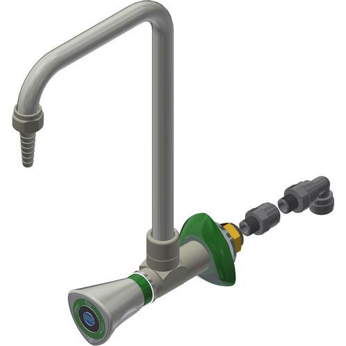Robinet ED en L sur dosseret à bec pivotant cannelé et flexible - Asem