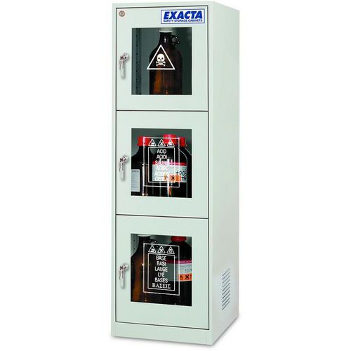 Armoire haute compartiment superposé - 3 portes vitrées - Exacta
