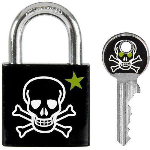 Cadenas à clé en métal imprimé tête de mort 3430EUR - Master Lock