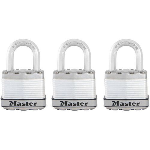 Cadenas haute sécurité à clé en acier laminé M1EURTRI - Master Lock