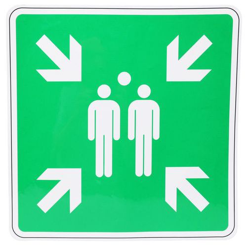 Panneau évacuation Point rassemblement adhésif - Manutan Expert