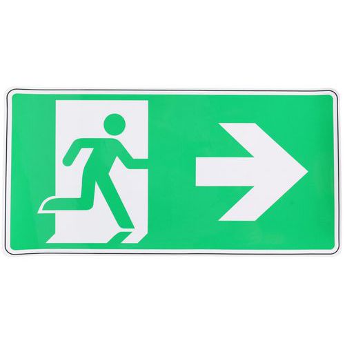 Panneau Sortie de secours flèche droite adhésif - Manutan Expert