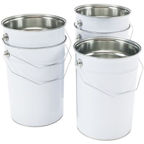 Seau métallique blanc avec couvercle plat – 2,5 à 5L
