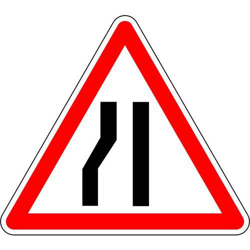 Panneau de signalisation Chaussée rétrécie à gauche - Kelias