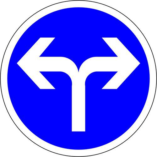 Panneau Direction. obligatoire à droite ou à gauche - Kelias