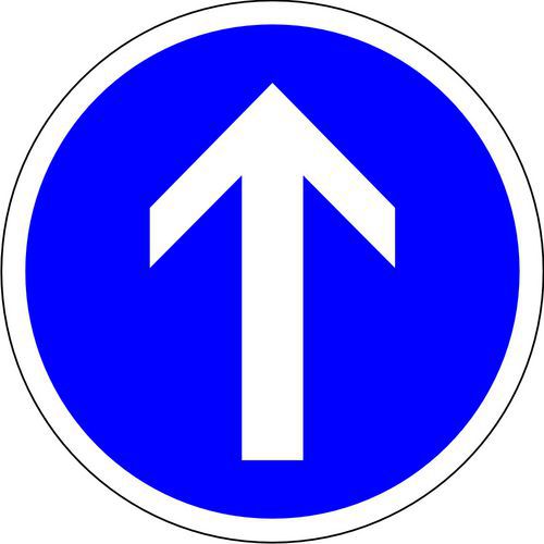 Panneau de signalisation Direction. obligatoire Tout droit - Kelias