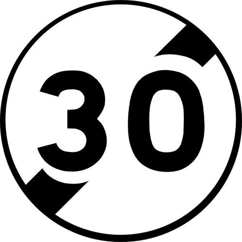 Panneau de signalisation Fin de limitation de vitesse 30 km/h - Kelias