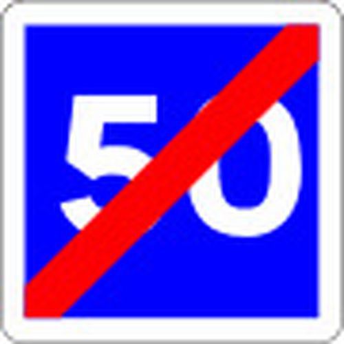 Panneau de signalisation Fin de vitesse conseillée 50 km/h - Kelias