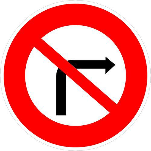 Panneau de signalisation Interdiction de tourner à droite B2B - Kelias