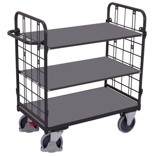 Chariot 3 plateaux bois - Barres verticales - Capacité 500 kg