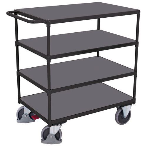 Chariot ergonomique 4 plateaux bois -Barre horizontale -Capacité 500Kg