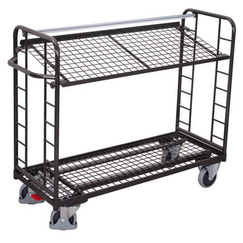 Chariot avec 2 étagères grillagées
