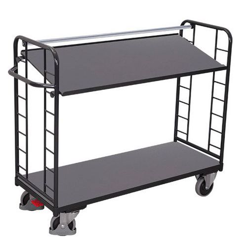 Chariot avec 2 étagères MDF décor hêtre