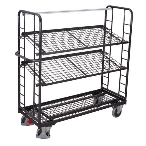 Chariot avec 3 étagères grillagées