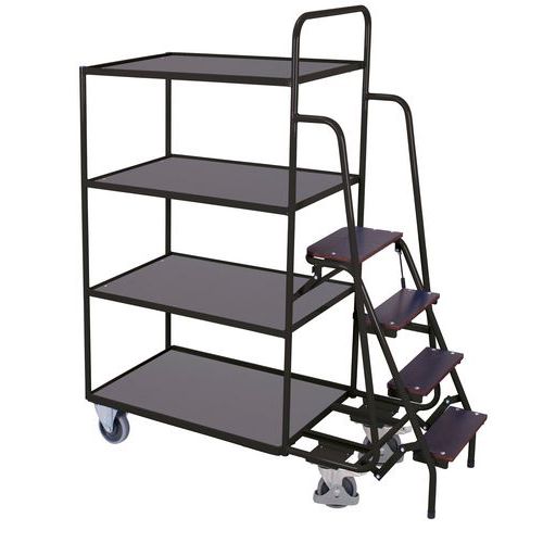 Chariot préparateur de commandes avec 4 plateaux, fort