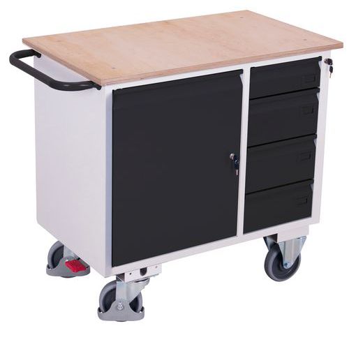 Établi mobile avec 4 tiroirs