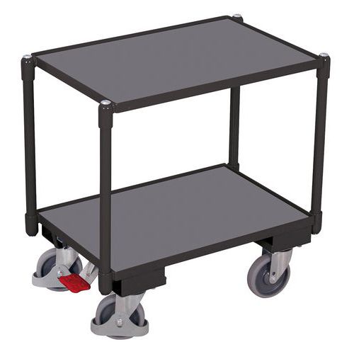 Plateau roulant modulaire Euro avec 2 plateaux (rebord de 10 mm)