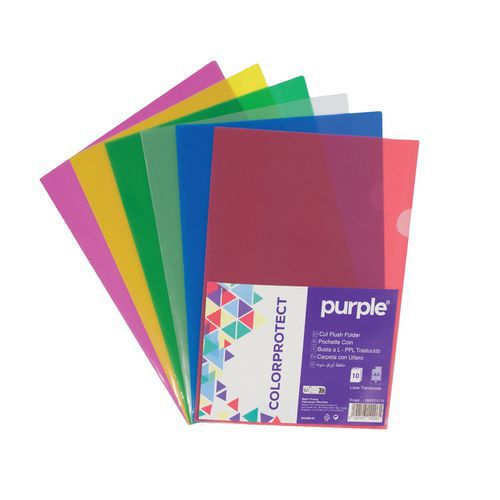 Sachet 10 pochettes coin polypropylène assorties 22x31 cm - Purple