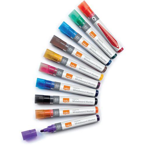 Marqueur pour tableau blanc Liquid Ink pointe Ogive lot de 10 - Nobo