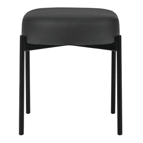 Tabouret oblong Gaia pied noir simili cuir Paperflow