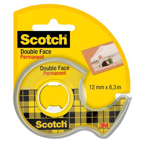 Rouleau adhésif double face sur dévidoir 12 mm x 6,3 m - Scotch