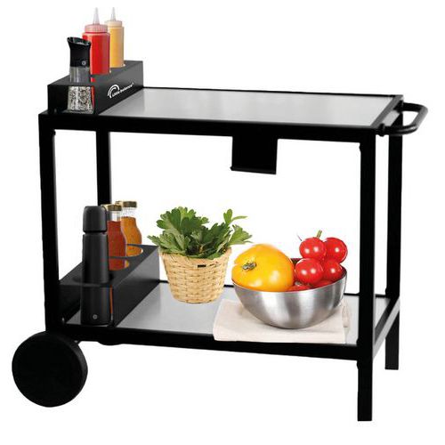 Chariot plancha barbecue - Inox noir