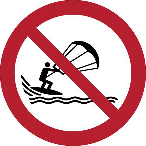 Panneau pictogramme Interdiction de faire du kitesurf