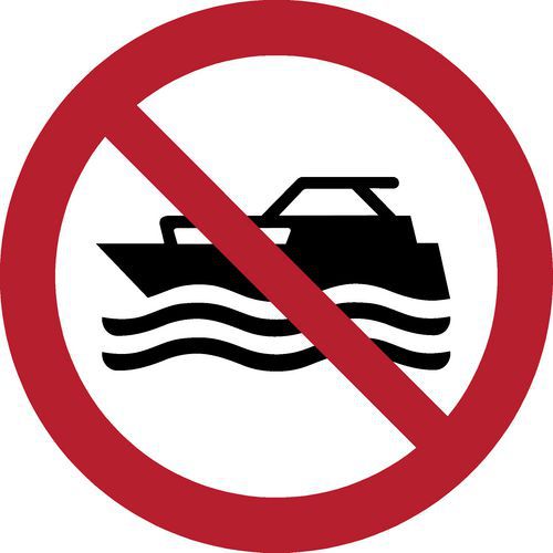Panneau pictogramme Interdit aux bateaux à propulsion mécanique