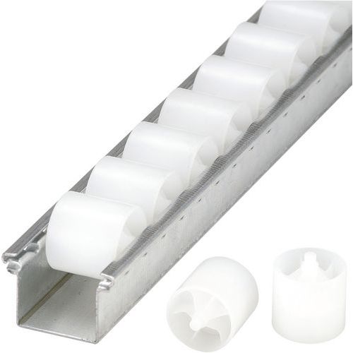 Rails à galets cylindriques en plastique et axe acier/ ESD - Bito