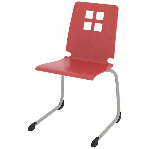 Chaise coque Damier piètement luge acier Rodet