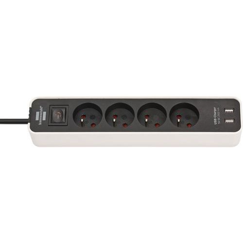 Multiprise ECOLOR 4 prises + 2 USB avec interrupteur - Brennenstuhl