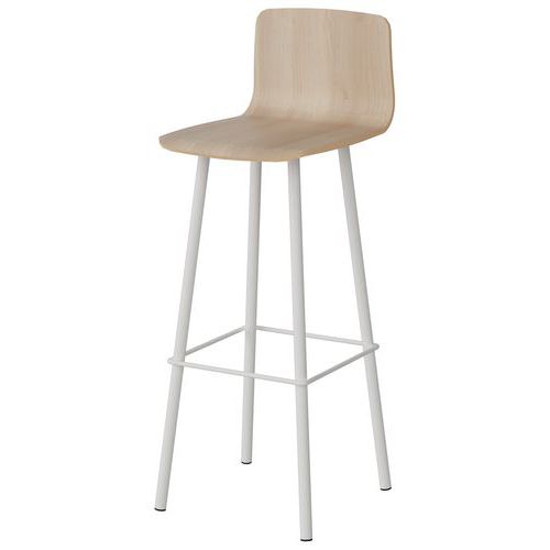 Tabouret Malibu coque hêtre - piètement acier - Manutan Expert