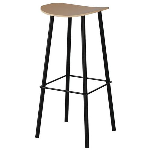 Tabouret Malibu assise hêtre piètement acier - Manutan Expert
